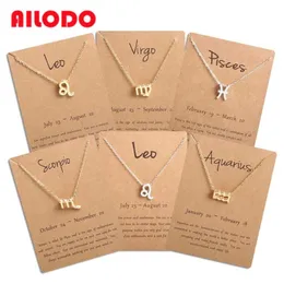 Ailodo Uomo Donna 12 Oroscopo Segno zodiacale Collana pendente Ari Leo 12 Costellazioni Gioielli Bambini Regalo di Natale Goccia 2594