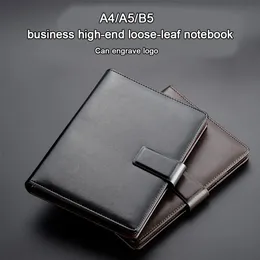 Bezpłatne grawerowanie A4A5B5 skórzane luźne notebooki biznesowe minuty