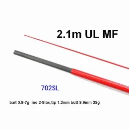 RODS 702SL 2.1M UL MF 2セクション品質カーボンファイバーブランク釣り竿ブランクチップDIA 1.2mm Butt 9.9mm 39gベイト0.87gライン28ポンド