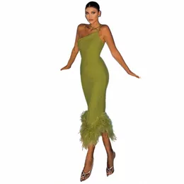 Sexy Grüne Kurze Cocktailkleider Crepe Feder Ein Streifen Schulter Meerjungfrau dr Backl Prom Homecoming Kleider Dr Clubwear 78ED #
