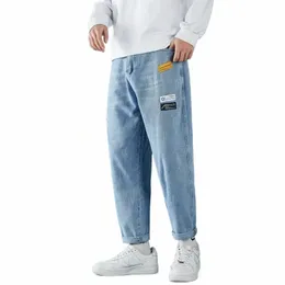 FI JEANS MĘŻCZYZN 2024 NOWY KOREBY CLASSIC MAN PROJEK DOWINNIKÓW DENIM WIEKA KOLEM HIP HOP SYDENT KOLOR BAGY BLUS BLUE 3XL N4LT#