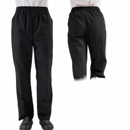 nero Unisex Chef Servizio Cuoco Uniforme Chef De Partie Executive Chef Lg Pant Elastico Ristorante Servizio di ristorazione Uniforme 34F1 #