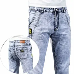 2023 Yeni Skinny Jeans Erkekler Vintage Fi Snowflake Çar Klasik İnce Skinny Elastik Erkek Gündelik Denim Pantolon M8YQ#