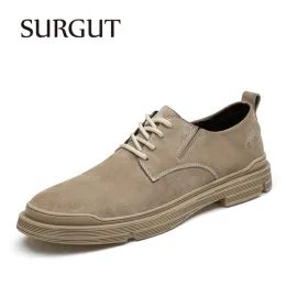 أحذية Surgut Men Men Men Men Men Men Shoe Brand Leather Top Top جودة قيادة Moccasin Men Fuckury Flats Flats Boat Shoes