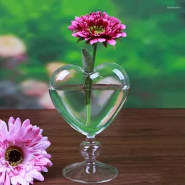 Vases Heart Glass Flower Pot Desktop Standing Vase Planter Container Home Decor Drop