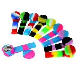 100x Mini Spoon Shape Silicone Pipes Package Opp Bag Portable Silicon Pipe Bong Oil Burner7027967