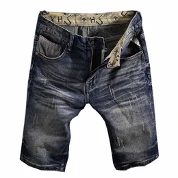 2023 Elegante semplicità Fi Short Jeans Pantaloncini di jeans di alta qualità Uomo Vintage Street Pocket Shorts Uomo Mezza pantaloni strappati 77dJ #