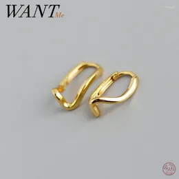 Hoop Earrings WANTME Trendy Genuine 925 Sterling Silver Minimalist Irregular Geometric Stud For Women Punk Hip Hop Jewelry