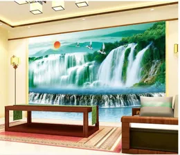 Tapeten 3D-Tapete Natur Berge und Flüsse fließender Wasserfall modern für Wohnzimmer-Wandbilder