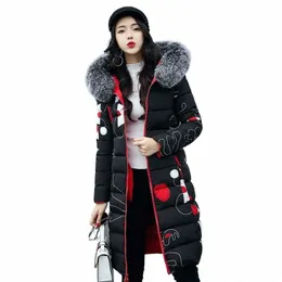 3XL 겨울 코트 여자 후드 가드 다운 재킷 슬림 LG Secti Parka Coats 암컷 겉옷 숙녀 군대 녹색 가짜 모피 옷 408E#