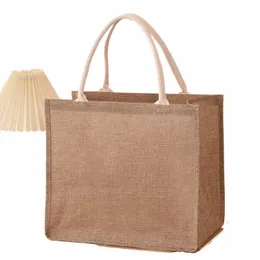 linen bag Hand-painted cott sacks Jute portable imitati sacks Linen bags Shop bags Laminated bags N3l7#