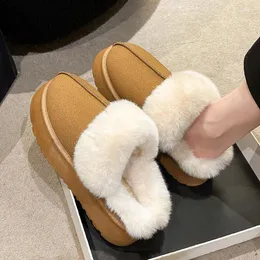 Boots Thick Plush Platform Snow Women 2024 Winter Keep Warm Fur Cotton Shoes Woman Suede Slip-On Ankle Botas Padded Couple