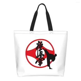 Shopping Bags Cute Printed Kyokushi Karate Tote Bag Portable Canvas Shoulder Shopper Martial Arts Handbag