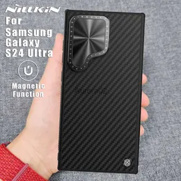 휴대폰 케이스 Samsung Galaxy S24 Ultra 5G Case Carboprop Magnetic Adapt Magsafe Lens Full Camera Protection Back Cover YQ240330