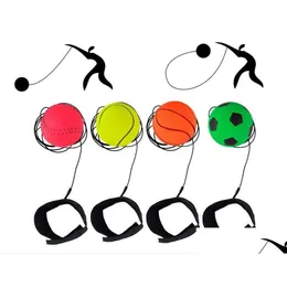 Balls Sponge Rubber Ball Throwing Bouncy Kids Funny Elastic Reaction Training Wrist Band For Outdoor Game Toy Novelty Drop Delivery Dhnuv