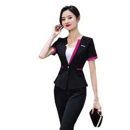 Frauen Massage Kleidung Schwarz 2 stücke Sets Weibliche Sauna Fußbad Uniformen Schönheit Kleidung Kosmetikerin Kleidung Spa Uniform ästhetische l5Yg #