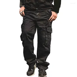 Männer Jeans Moruancle Männer Casual Cargo Hosen mit mehreren Taschen Lose Fit Hip Hop Denim Hosen Für Männliche Baggy Plus Größe 30-46