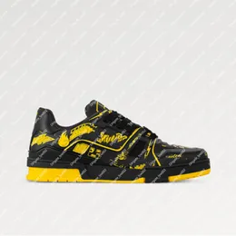 Explosão novo tênis masculino treinador 1ACEJX preto impresso couro de bezerro 54 assinatura ousada iteração graffiti-como assinaturas bicolor designer técnico sapatos casuais
