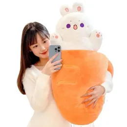 80x45cm Kawaii Taiyaki Cat Plush Toy Bunny يختبئ في كلب الجزر في عظام الحيوانات المحشوة بوسادة Plushie