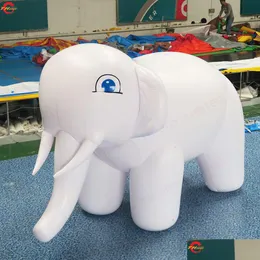 Attività di giochi all'aperto Pubblicità Elefante gonfiabile bianco Nt Giocattolo decorativo rosa della mascotte del fumetto per la consegna di goccia della decorazione Spor Otw5X