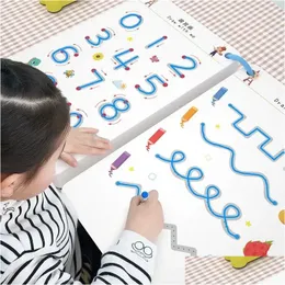 Drawing Painting Supplies 136Page Children Montessori Ding Toy Pen Control Training Color Shape Math Match Game Set Toddler Learning E Dhgmy