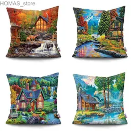 Pillow Neverland Ranch Rustic Landscape case Polyester Print Sofa Chair Bed Cushion Cover Room Home Decor Embrace case Y240401