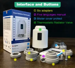 Tuya Zigbee Smart Thermostatic Radiator Valve Wi -Fi Программируемый контроллер температуры Alexa Google Home Voice Control