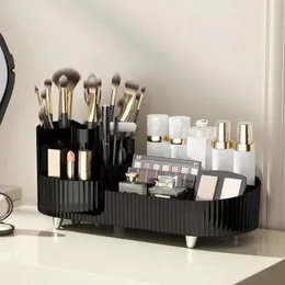 Caixas de armazenamento particionadas caixa cosmética organizador de maquiagem 360 graus rotação desktop para organização de escritório em casa multi compartimento