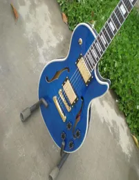 Custom LP Electric Guitar Semihollow Body Mahogany Maple Flame F Hole Gold Hardware Color Blue8301713