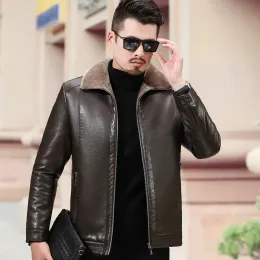 YXL-605 Natural Leather Jacket Men's Plus Size Fur All-in-One Casual Jacket for Autumn and Winter