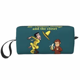 Benutzerdefinierte Curious George Carto Mkey Kulturbeutel für Frauen Kosmetik Make-up Organizer Damen Schönheit Lagerung Dopp Kit Box 23Ka #