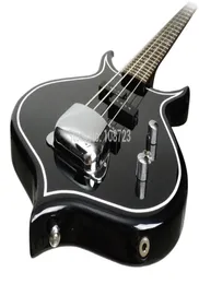 4 Strings Gene Simmons Peach Shape Black Electric Bass Guitar Mahogany Body 24 Frets Fingerboard2651732
