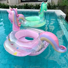 Anello gonfiabile per piscina galleggiante per bambini, arcobaleno, con paillettes, unicorno, anello per nuotare, per bambini, cerchio, giocattoli per bambini galleggianti 240322