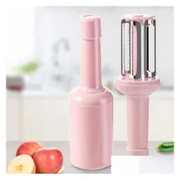 Fruit Vegetable Tools Melon Rind Grater 3 In 1 Peeler Tool With Lid Mti Functional Potato Scra Knife Ginger Ggarter Grinding Hine Kitc Ots7B