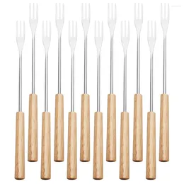 Geschirrssätze 12 PCs Werkzeuge Schokoladen Fondue Fork Diping Forks Haushalt Eisgrill Küche Vorräte