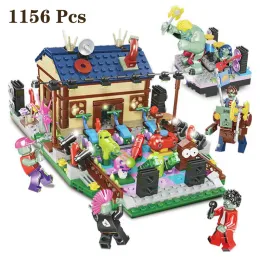 2284 st växter vs. zombies Battle of the SeaBed Sky Building Block Brick Kits Set Peashooter Gatling Pea Shooter Figure Toy Gift