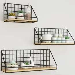 Other Storage Holders Racks Wooden Iron Wall Shelf Organizer Holder Kitchen Supplies Shef Storage Rack Hanging Storage Cabinet Organizer