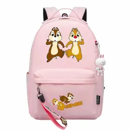 chip Dale Kawaii Boys Girls Kids School Book Bags Women Bagpack Teenagers Canvas Laptop Travel Backpack 32Ch#