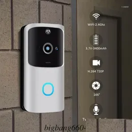 Dörrklockor 2.4G trådlös wifi smart dörrklockkamera video fjärrdörrklocka ringer intercom cctv chime telefon app hem säkerhet droppe läcker otetret