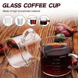 와인 안경 60/75ml 에스프레소 유리 더블 스파우트 측정 컵 열 저항성 핸들 클리어 스케일 밀크 커피 측정 주전자