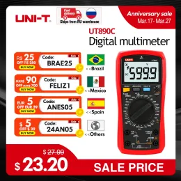 Uni T MultiMeter Multimeter UT890C UT890D+ 6000 التهم اليدوية درجة حرارة التردد الجهد AMMETER AC DC DMM TESTER NCV