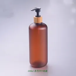 Vorratsflaschen 500 ml 10/20 Stück mattierter bernsteinfarbener Kunststoff kosmetische Emulsion Lotion Pumpflasche Bambuskopf Shampoo Duschgel Verpackungsbehälter