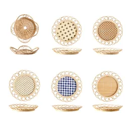 Japanese Style Drink Cup Coasters Tea Pad Bamboo Woven Saucer Mat Non-slip Pot Holder Rattan Woven Cup Mat Dining Table Placemat
