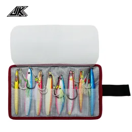 Väskor JK High Capacity Metal Jig Lure Fishing Bag Waterproof Fiske Tackle PAG Slitted Jigging Bait Protective Case Saltwater Jig