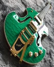 Guitarra elétrica Grand SemiHollow Body personalizada em verde01234215004