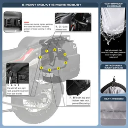 Rhinowalk Motorcykel sadelväska 20L-30L Universal Side Bag med avtagbar 100% vattentät innerväska Travel Motorcykelbagage