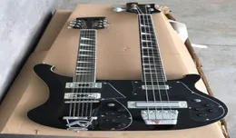 Anpassad hela dubbelhalsgitarr 4003 Black 4 String Bass 12 String Electric Guitar Anpassning Tillgänglig4172114