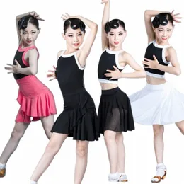 2021 Summer Girls Latin Dance Skirt Children Practice Clothing Competiti Performance Dance Costumes Girls Latin Dance Dr 91nV#