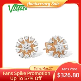 Orecchini a lobo VISTOSO in oro per le donne 14K 585 rosa scintillante diamante delicato fiore moda trendy gioielleria raffinata