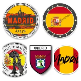 MADRID City Spagna Adesivo bandiera Madrid di Bandiera della Spagna BAGGIO SHIELD SOLLE DECCRENZA VINILE DECALE CONTROLLO DI VIAGGI